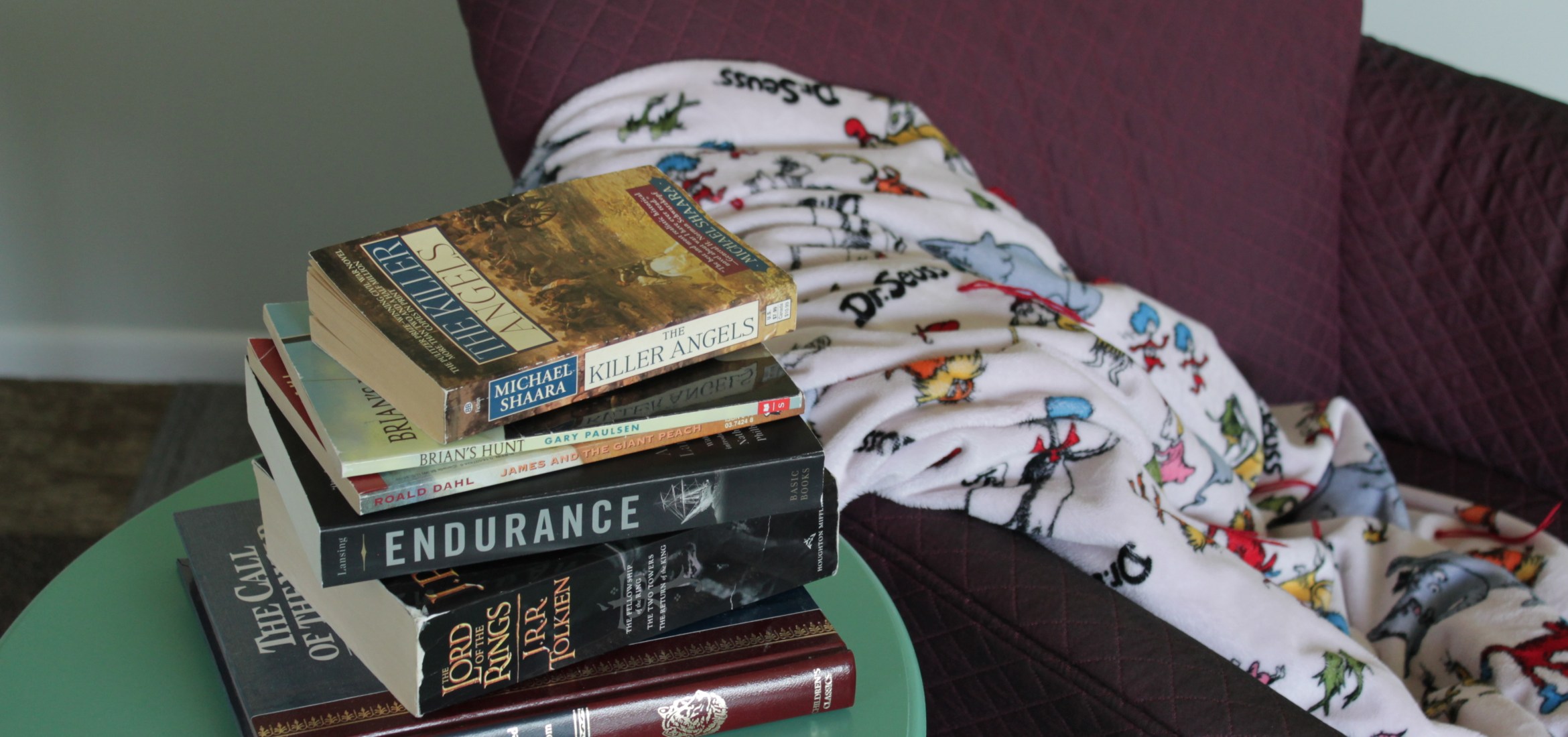 books and a blanket