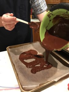 pouring chocolate